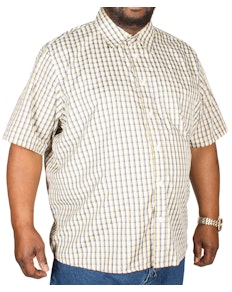 Pierre Roche Short Sleeve Check Shirt Tan