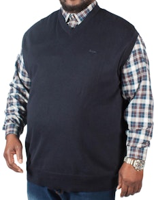 KAM V-Neck Sleeveless Knitted Pullover Navy