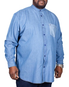 Cotton Valley Grandad Collar Long Sleeve Shirt Denim