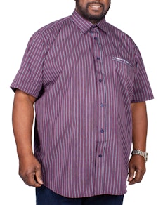 Cotton Valley Striped Short Sleeve Shirt Wine