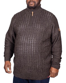 D555 Louie Cable Knit Zipper Neck Sweater Black Twist