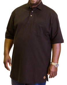 KAM Plain Polo Stripe Detail Black