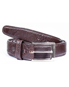 Donald Leather Snakeskin Belt Dark Brown