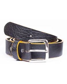 Larry Leather Contrast Edge Belt Black