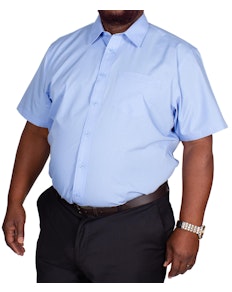 Bigdude Classic Short Sleeve Poplin Shirt Light Blue Tall