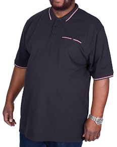 KAM Dobby Waffle Weave Polo Shirt Black