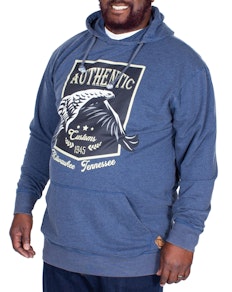 KAM Printed Washed Hoody Blue