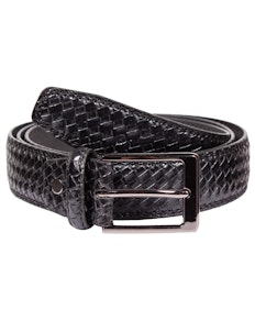 Matthew Leather Woven Effect Belt Black