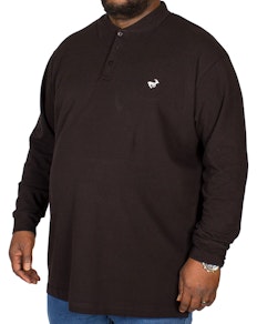 Bigdude Embroidered Long Sleeve Polo Shirt Black