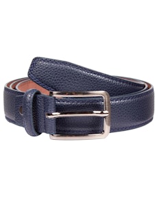 David Leather Stitch Detail Belt Navy