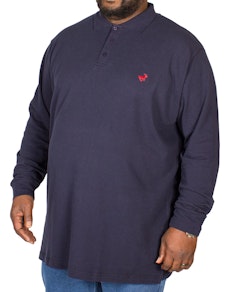 Bigdude Embroidered Long Sleeve Polo Shirt Navy
