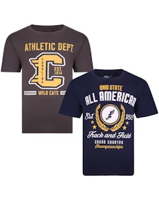 KAM Twin Pack University Print Charcoal & Navy