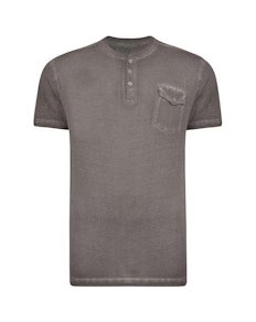 KAM Cool Dye Grandad T-Shirt Charcoal