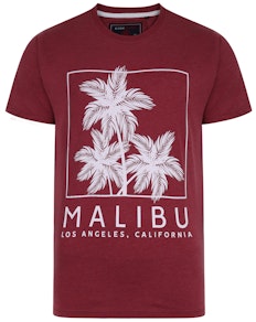 KAM Malibu Print Marl T-Shirt Burgundy