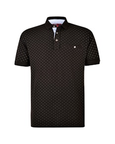 KAM Dobby Print Polo Shirt Black