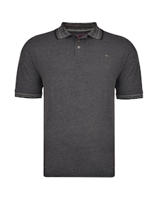 KAM Dobby Weave Slub Polo Shirt Black