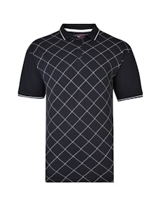KAM Diamond Print Pique Polo Navy