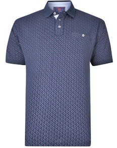 KAM Dobby Print Pique Polo Shirt Navy
