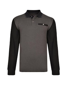 KAM Long Sleeve Dobby Weave Polo Black
