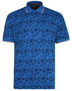 KAM Floral Print Polo Shirt Blue