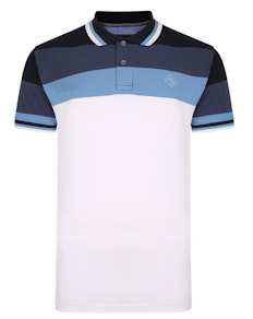 KAM Contrast Stripe Polo Shirt Blue