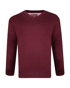 KAM V-Neck Knitted Jumper Wine