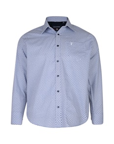 KAM Dobby Long Sleeve Shirt Navy