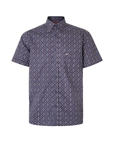 KAM Dobby Print Short Sleeve Shirt Navy