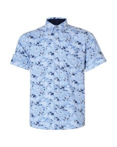 KAM Short Sleeve Floral Print Shirt Blue
