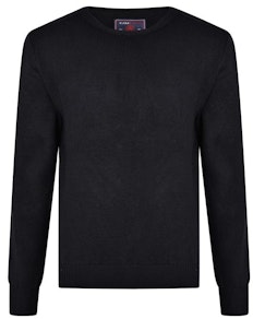 KAM Crew Neck Rib Jumper Navy
