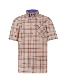 KAM Check Short Sleeved Shirt Burgundy