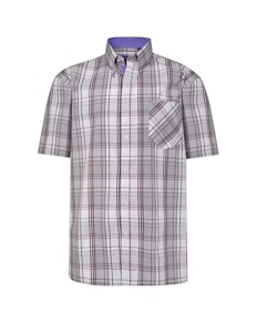 KAM Check Short Sleeved Shirt Charcoal