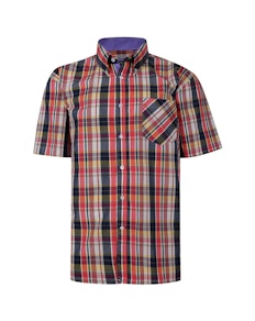 KAM Check Short Sleeved Shirt Red