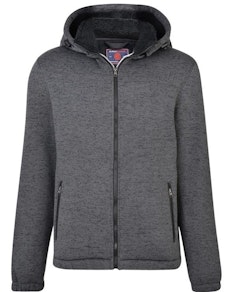 KAM Casual Zip Through Knitted Hoody Charcoal