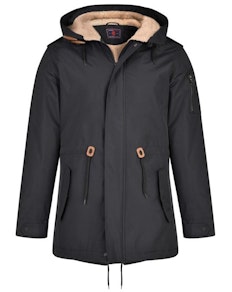 KAM Sherpa Lined Parker Coat Black