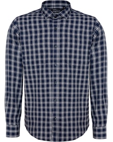 Bigdude Fine Check Long Sleeve Shirt Navy/White