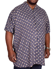 D555 Langford Printed Short Sleeve Shirt Navy