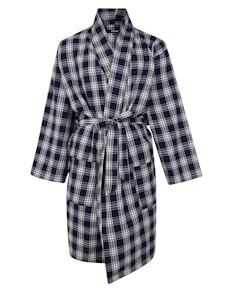 Bigdude Woven Check Dressing Gown Navy/White