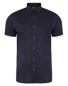 Bigdude Short Sleeve Linen Woven Shirt Navy Tall