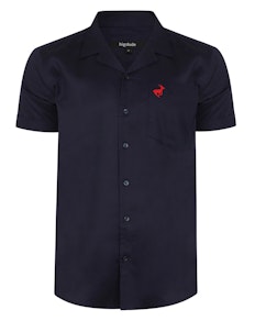 Bigdude Relaxed Collar Short Sleeve Shirt Navy Tall