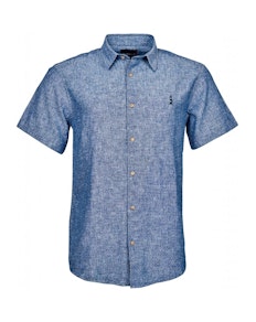 Replika Linen Mix Short Sleeve Shirt Indigo Blue