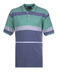 Espionage Engineered Stripe Polo Shirt Blue Green