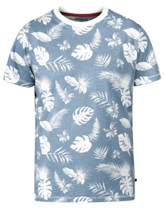 D555 Rudd Hawaiian Print T-Shirt Sky Blue