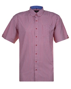 Espionage Small Gingham Check Short Sleeve Shirt Red