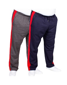 Bigdude Straight Leg Jogger With Stripe Twin Pack Charcoal/Navy