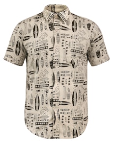 Bigdude Short Sleeve Surfboard Print Shirt Sand