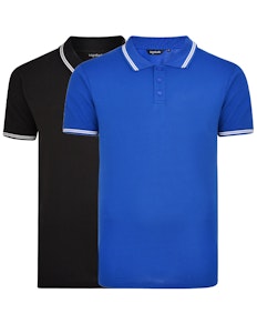 Bigdude Tipped Polo Shirt Twin Pack Black/Royal Blue