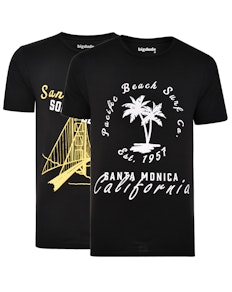 Bigdude Print T-Shirt Twin Pack Black