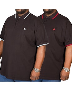Bigdude Tipped Polo Shirt Twin Pack Blue/Red