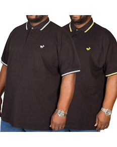 Bigdude Tipped Polo Shirt Twin Pack Blue/Yellow